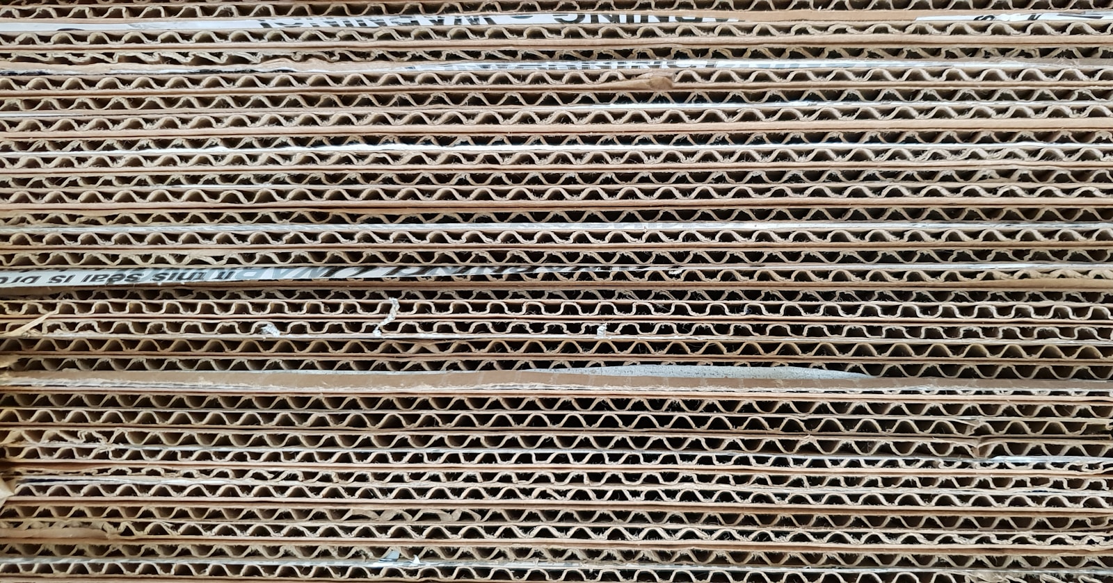 Detalhe da estrutura ondulada do papelão